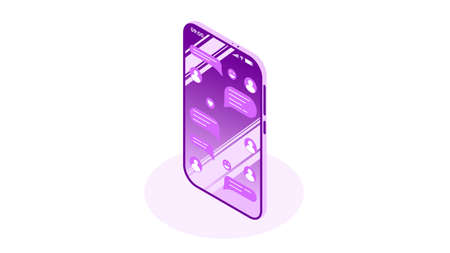 Social media, chat, communication. Isometric concept. Vector illustration.のイラスト素材