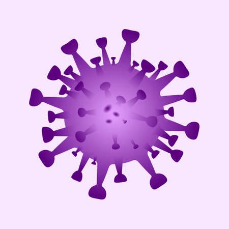 The virus SARS-CoV-2, COVID-19. Appearance of the virus. Vector illustration in purple.のイラスト素材
