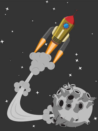 The missile leaves the unknown planet.のイラスト素材