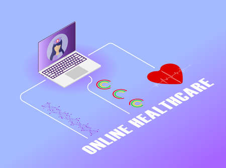 Online diagnosis of the body at the doctor.のイラスト素材