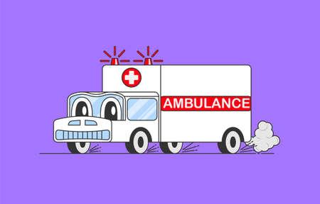 Ambulance, great design for any purposes. Medical treatment concept. Ambulance auto paramedic emergency.のイラスト素材