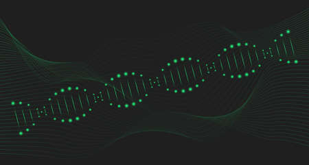 The DNA molecule in black and green. Vector illustration.