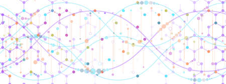 A spiral strand of DNA. Hexagonal molecules. Medical research. Vector illustration.のイラスト素材