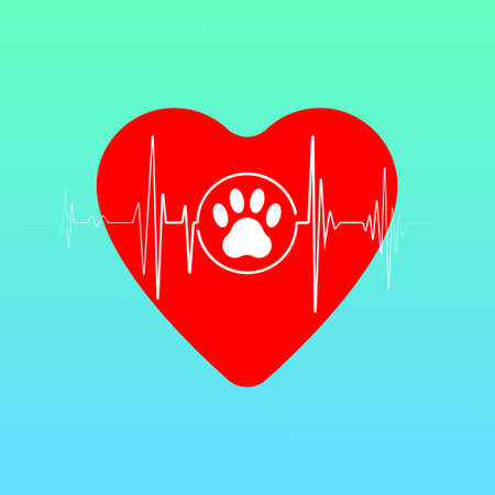 Heart rate line. Tracking pet's pulse. Illustration for medical design.のイラスト素材