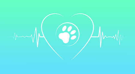 Domestic animal. Vector heart icon. Vector web element. Heart button. Heart love. Cat, dog paw icon vector.のイラスト素材