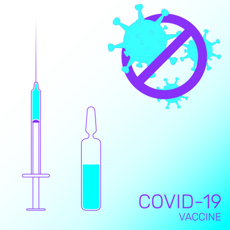 The concept of vaccination. The virus is banned. Healthcare and medicine. Vector illustration.のイラスト素材