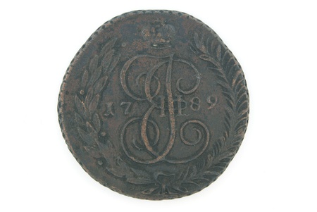 A copper Russian coin of 18 century (5 kopek)の写真素材