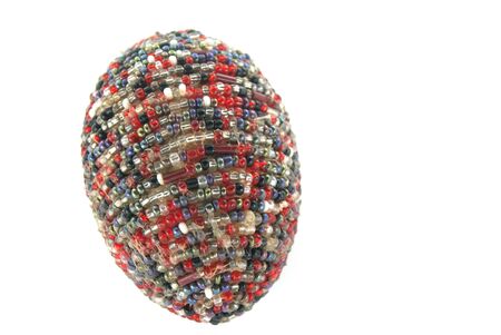 Bright bead egg on white bacgroundの写真素材