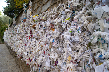 A wishing wall near the house of Virgin Mary in Turkeyの写真素材