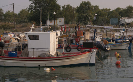 The harbour in the sunrise in Litohoro, Macedonia, Greeceのeditorial素材