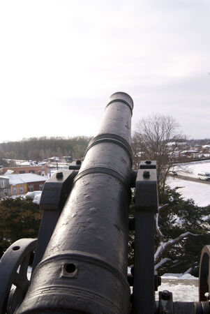 Cannon in Chernigov (Ukraine) pointed to the skyの写真素材