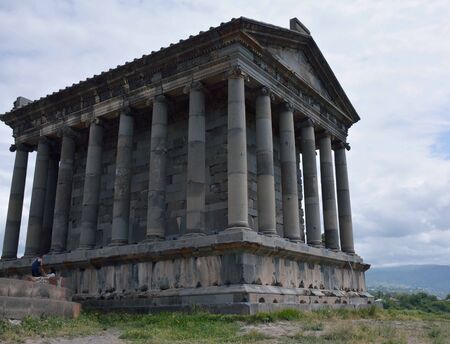 The view of the Garni temple from the rear side with the touristのeditorial素材
