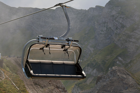 empty cabin moving at the mountain slopeの写真素材
