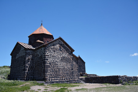 church of Sevanavank, on Sevan lake, in Armeniaの写真素材