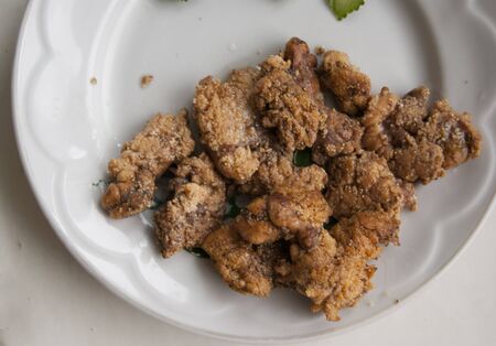 delicious fried caviar on a plateの写真素材
