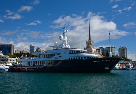 SOCHI/RUSSIAN FEDERATION - SEPTEMBER 29 2014: a steam ship in the sea portのeditorial素材