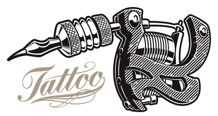Vector illustration of a tattoo machine a white backgroundのイラスト素材