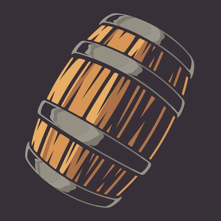 Vector illustration of a beer barrel on a dark backgroundのイラスト素材