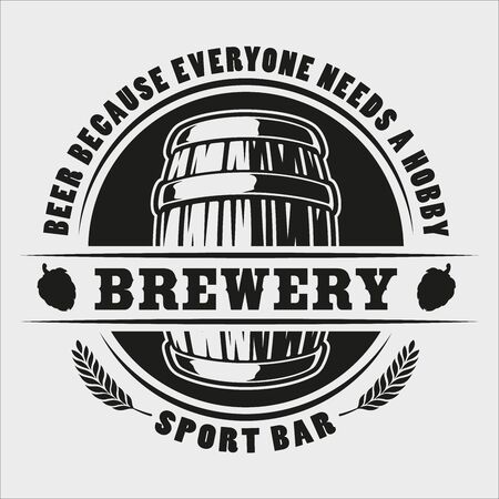 Vector beer barrel badge on white backgroundのイラスト素材