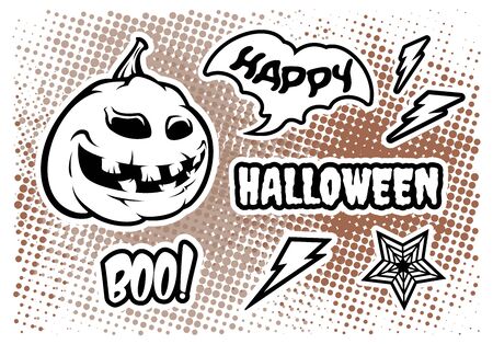 Vector set with pumpkin for Halloween. All elements are in separate groups.のイラスト素材