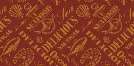 Vintage seamless pattern with anchor. Monochrome background