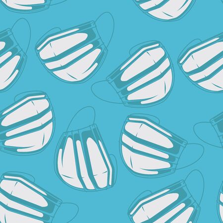 Seamless pattern with a medical mask on the prevention infection theme. Perfectly for web design, banner, leaflet, packingのイラスト素材