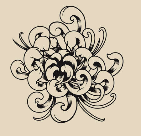 Vector illustration of chrysanthemum on a light background. Isolated with white backing.のイラスト素材