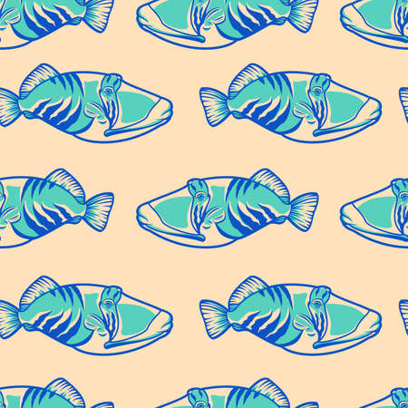 Vector seamless pattern with fish. Ideal for textile printing, wallpaper, and packagingのイラスト素材
