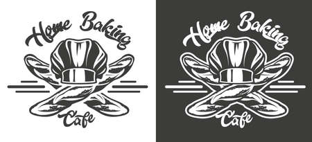 Black and white vintage emblem on the craft bakery theme. Vectorのイラスト素材
