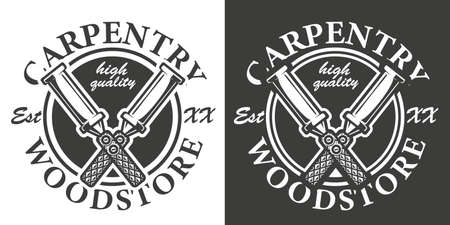 Vintage badge on the carpentry theme. Vectorのイラスト素材