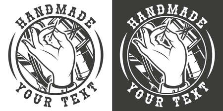 Vector vintage emblem of a handmade sewing theme.のイラスト素材