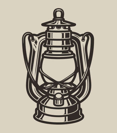 Vector illustration with an oil lamp on a light background.のイラスト素材