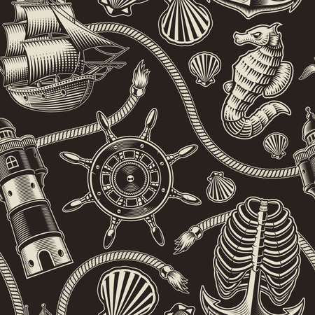 Vintage background on the nautical themeのイラスト素材