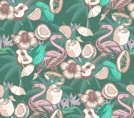 Seamless background on the theme of vacation, surfing. Ideal for textiles. vectorのイラスト素材