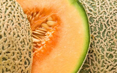 Fresh organic cantaloupe melon slices