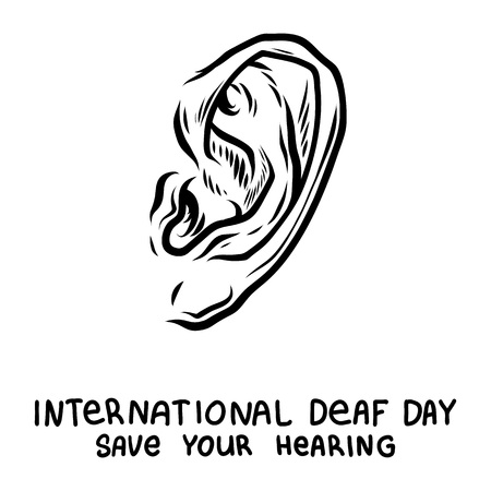 Deaf day concept background. Hand drawn illustration of deaf day vector concept background for web designのイラスト素材