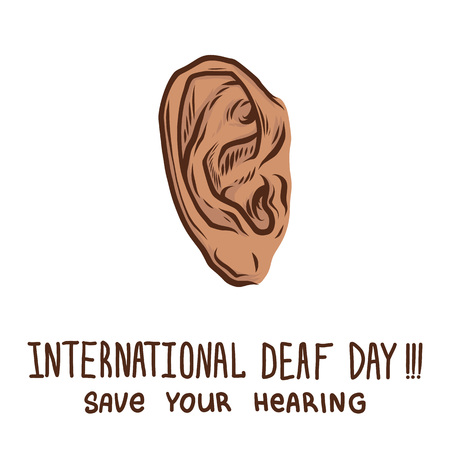 Save your ear concept background. Hand drawn illustration of save your ear vector concept background for web designのイラスト素材