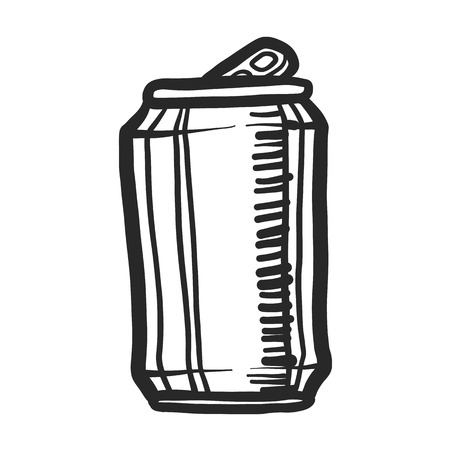 Beer can icon. Hand drawn illustration of beer can vector icon for web designのイラスト素材