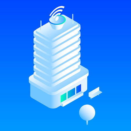 Telecommunication building icon. Isometric of telecommunication building vector icon for web design isolatedのイラスト素材