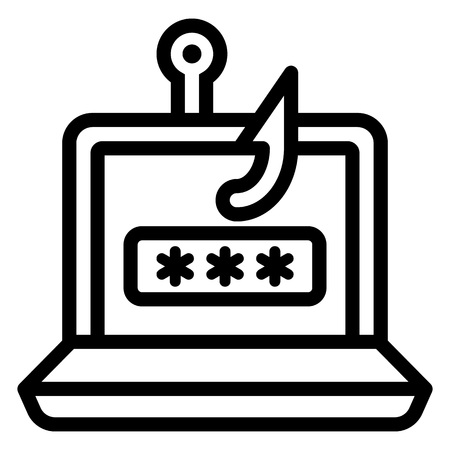 Laptop phishing icon. Outline laptop phishing vector icon for web design isolated on white backgroundのイラスト素材
