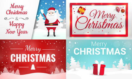 Christmas banner set. Cartoon illustration of christmas vector banner set for web designのイラスト素材
