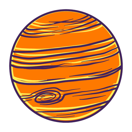 Orange planet icon. Hand drawn illustration of orange planet vector icon for web designのイラスト素材