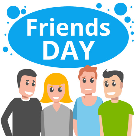 Happy friends day concept background. Cartoon illustration of happy friends day vector concept background for web designのイラスト素材
