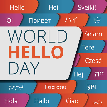 World hello day concept background. Cartoon illustration of world hello day vector concept background for web designのイラスト素材