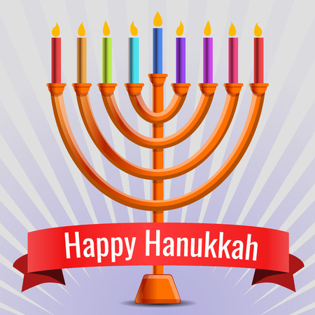 Happy judaic hanukkah concept background. Cartoon illustration of happy judaic hanukkah vector concept background for web designのイラスト素材