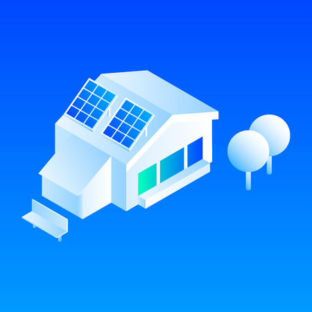 Smart house solar panel icon. Isometric of smart house solar panel icon for web design isolatedの写真素材