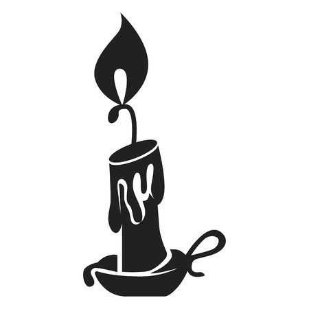 Burning candle icon. Simple illustration of burning candle icon for web design isolated on white backgroundの写真素材