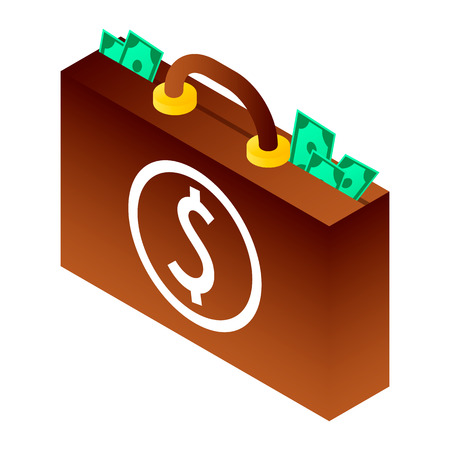 Bribery money suitcase icon. Isometric of bribery money suitcase icon for web design isolated on white backgroundの写真素材