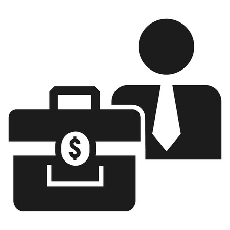 Man bribery money bag icon. Simple illustration of man bribery money bag icon for web design isolated on white backgroundの写真素材
