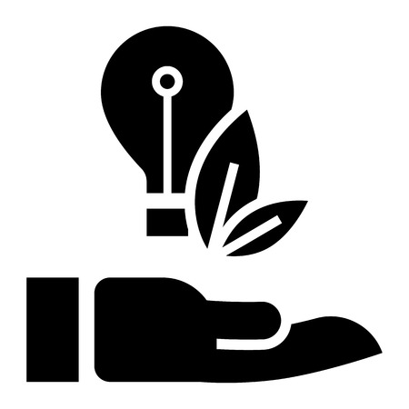 Eco bulb care hand icon. Simple illustration of eco bulb care hand icon for web design isolated on white backgroundの写真素材